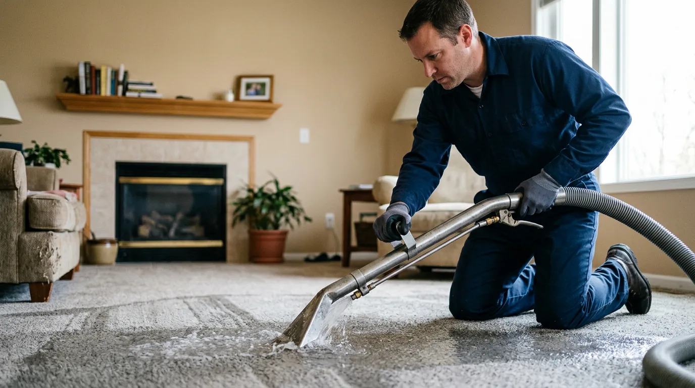Water damage restoration technician working near Columbus, PA